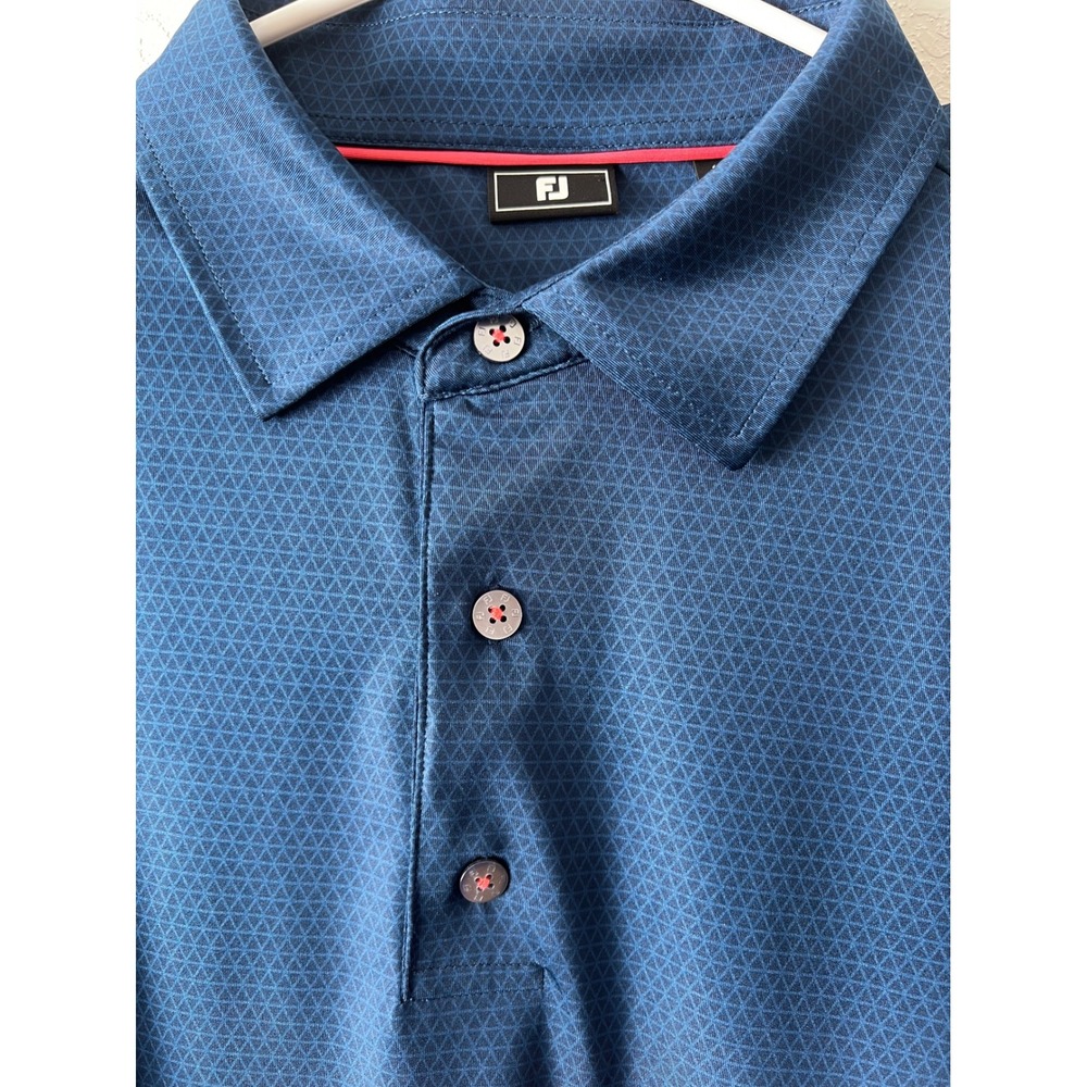 Footjoy FJ Dk Blue Geometric Print Golf Polo Shirt Size XL Athletic Casual - Picture 3 of 9